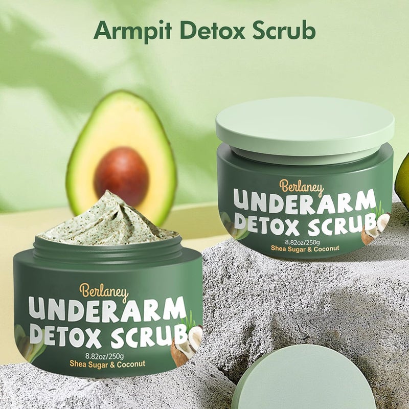 Berlaney Armpit Detox and Scrub with Shea Butter and Coconut 8.82oz-Exfoliating Scrub with Natural Ingredients for Removing Odor, Deep Cleansing and Exfoliating, also for Legs, Knee, Feet, Hands, Body - Image 5